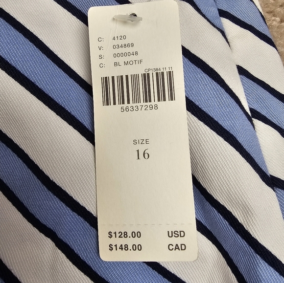 NEW Maeve Ryanne Asymmetric Nautical Stripe Peplum Flounce Ruffle Hem Midi Skirt - Picture 6 of 14